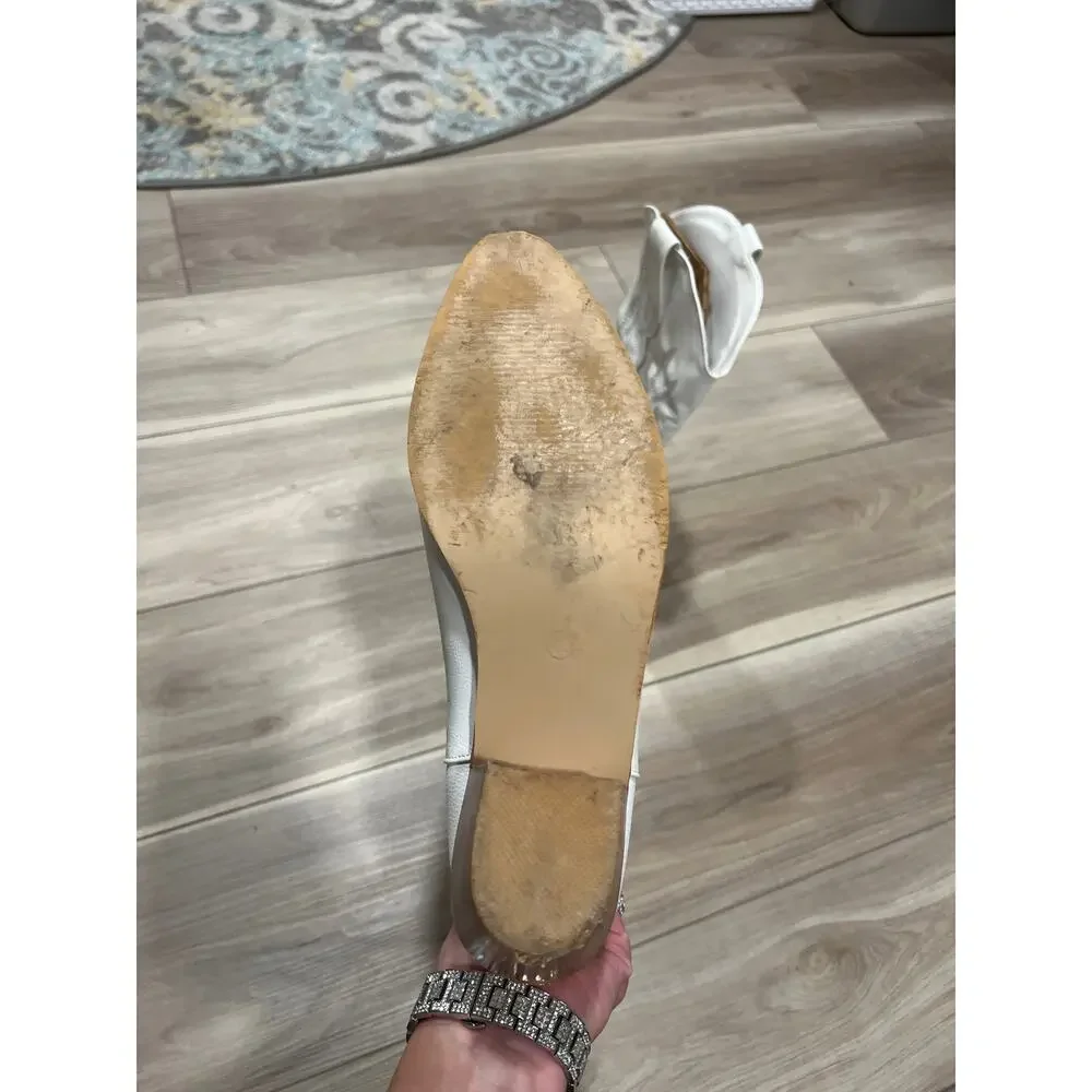 White, Faux Leather, Cowboy Boots, Size 10, 1445